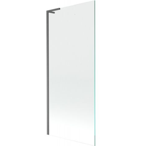 Mexen Next L panel de ducha de ba帽era 1 hoja 80 x 150 cm, transparente, gris met谩lico cepillado - 895-080-000-03-00-66
