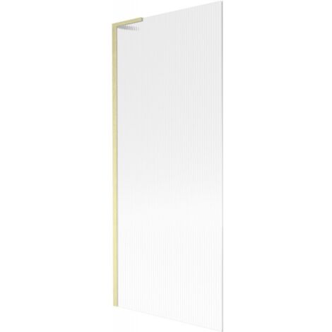 Mexen Next L paraspruzzi per vasca da bagno ad 1 anta 80 x 150 cm, striato, oro spazzolato - 895-080-000-03-09-55
