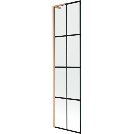 Mexen Next L paratia da bagno ad ala singola 50 x 150 cm, griglia nera, rame spazzolato - 895-050-000-03-77-65