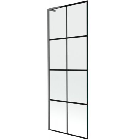 Mexen Next L paratia da vasca 1-anta 70 x 150 cm, griglia nera, gun metal - 895-070-000-03-77-95