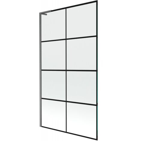Mexen Next L paratia per vasca da bagno 1 anta 100 x 150 cm, griglia nera, grigio spazzolato - 895-100-000-03-77-66