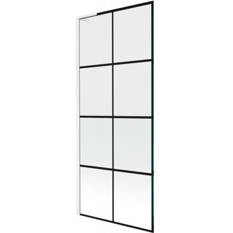 Mexen Next L paratia per vasca da bagno 1 anta 80 x 150 cm, griglia nera, bianco - 895-080-000-03-77-20