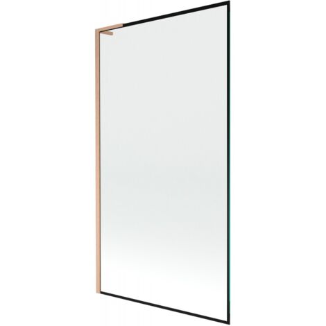 Mexen Next L paratia per vasca da bagno a 1 anta 100 x 150 cm, cornice nera, rame spazzolato - 895-100-000-03-70-65
