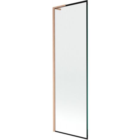 Mexen Next L paratia per vasca da bagno a 1 anta 60 x 150 cm, cornice nera, rame spazzolato - 895-060-000-03-70-65