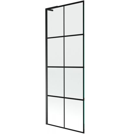 Mexen Next L paratia per vasca da bagno a 1 anta 70 x 150 cm, griglia nera, nero - 895-070-000-03-77-70