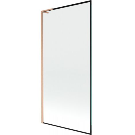Mexen Next L paratia per vasca da bagno a 1 anta 90 x 150 cm, cornice nera, rame spazzolato - 895-090-000-03-70-65