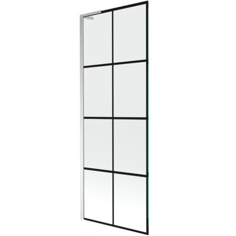 Mexen Next L paratia per vasca da bagno ad 1 anta 70 x 150 cm, griglia nera, cromo - 895-070-000-03-77-01