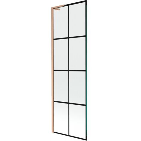 Mexen Next L paratia per vasca da bagno ad ala singola 60 x 150 cm, griglia nera, rame spazzolato - 895-060-000-03-77-65