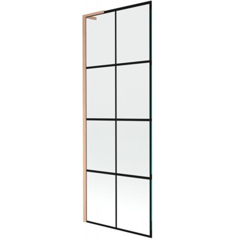 Mexen Next L paratia vasca 1-anta 70 x 150 cm, griglia nera, rame spazzolato - 895-070-000-03-77-65