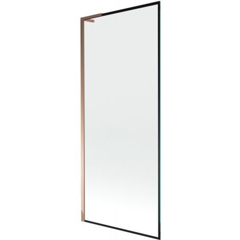 Mexen Next L Paratia Vasca da Bagno 1-Ala 80 x 150 cm, Cornice Nera, Oro Rosa - 895-080-000-03-70-60