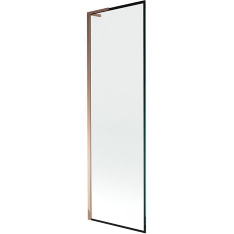 Mexen Next L paratia vasca da bagno 1 anta 60 x 150 cm, cornice nera, oro rosa - 895-060-000-03-70-60
