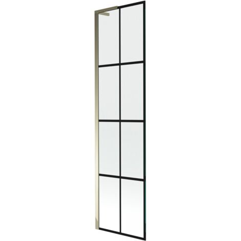 Mexen Next L paratia vasca da bagno ad anta singola 50 x 150 cm, griglia nera, dorata - 895-050-000-03-77-50