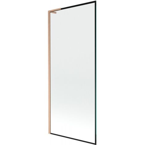 Mexen Next L paravento per vasca 1-anta 80 x 150 cm, cornice nera, rame spazzolato - 895-080-000-03-70-65