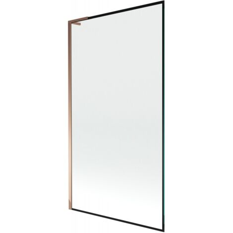 Mexen Next L paravento per vasca da bagno a 1 anta 100 x 150 cm, cornice nera, oro rosa - 895-100-000-03-70-60