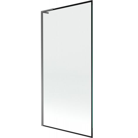 Mexen Next L paravento vasca da bagno a 1 anta 90 x 150 cm, cornice nera, metallo pistola - 895-090-000-03-70-95