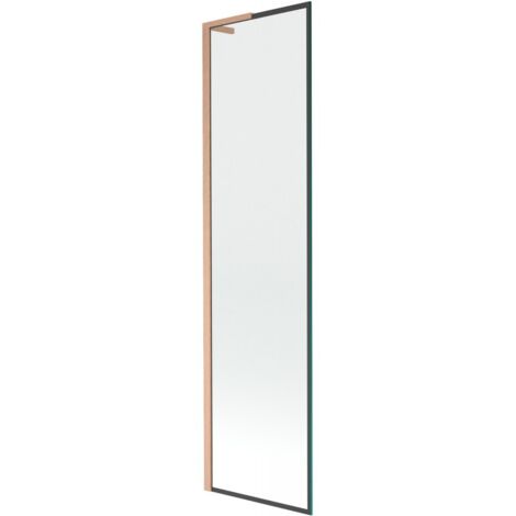 Mexen Next L paraviento de ba帽era de 1 hoja 50 x 150 cm, marco negro, cobre cepillado - 895-050-000-03-70-65