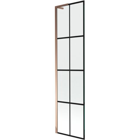 Mexen Next L parete per vasca da bagno a 1 anta 50 x 150 cm, griglia nera, oro rosa - 895-050-000-03-77-60