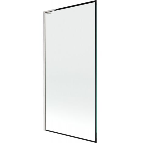 Mexen Next L parete vasca da bagno a 1 anta 90 x 150 cm, cornice nera, nichel spazzolato - 895-090-000-03-70-97