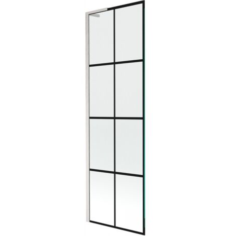 Mexen Next L paroi de baignoire 1 panneau 60 x 150 cm, motif noir, nickel brossé - 895-060-000-03-77-97