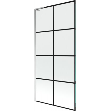 Mexen Next L paroi de baignoire 1-volet 90 x 150 cm, motif noir, chrome - 895-090-000-03-77-01