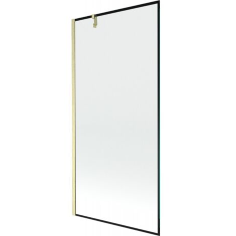 Mexen Next mampara de ba帽o 1 hoja 90 x 150 cm, marco negro, dorado cepillado - 895-090-000-00-70-55