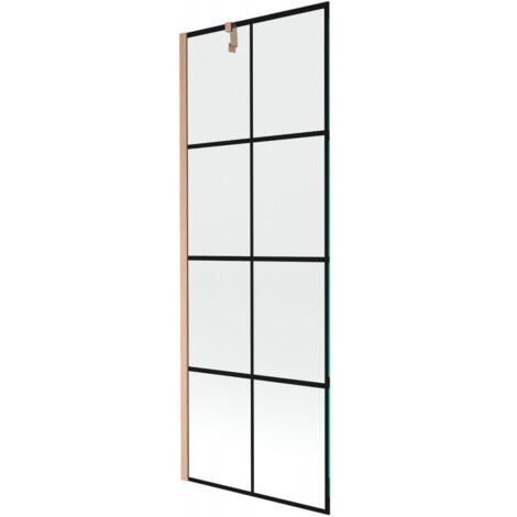 Mexen Next mampara de ducha de 1 hoja 70 x 150 cm, cuadr铆cula negra, cobre cepillado - 895-070-000-00-77-65