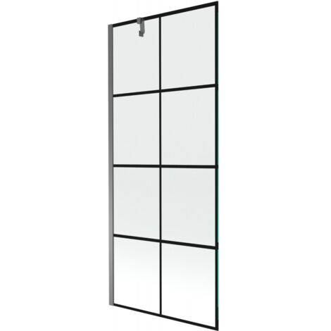Mexen Next mampara de ducha de 1 hoja 80 x 150 cm, cuadr铆cula negra, metal bronceado - 895-080-000-00-77-95