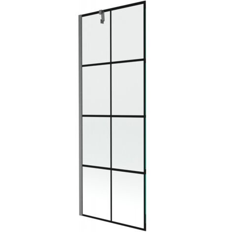 Mexen Next paratia da vasca da bagno 1-anta 70 x 150 cm, griglia nera, grigio canna di fucile spazzolato - 895-070-000-00-77-66