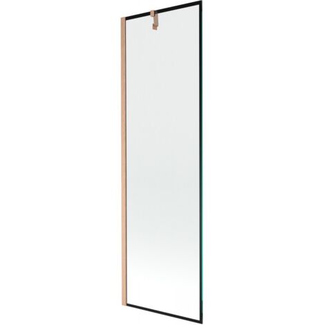 Mexen Next paravento da bagno 1-anta 60 x 150 cm, cornice nera, rame spazzolato - 895-060-000-00-70-65