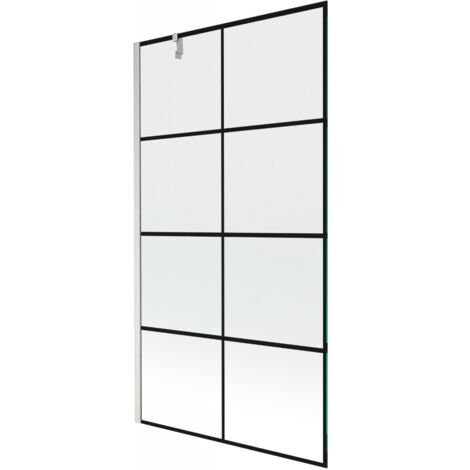 Mexen Next Wannenschirm, 1-flügelig, 100 x 150 cm, schwarzes Muster, gebürstetes Nickel - 895-100-000-00-77-97