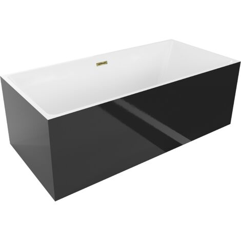 Mexen Nita ba帽era exenta 170 x 80 cm, blanco/negro, rebosadero dorado - 52091708075-50