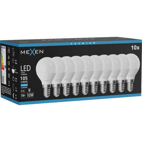 Mexen Nova 10x Ampoule LED E14, G45, 1W, Froid - 6500K, 105 lm - L101-E14-0165-01x10