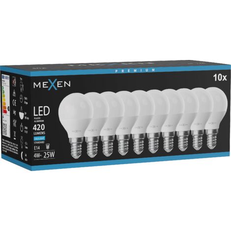 Mexen Nova 10x Ampoule LED E14, G45, 4W, Froid - 6500K, 420 lm - L101-E14-0465-01x10