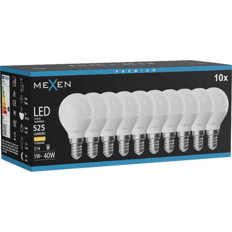 Mexen Nova 10x Ampoule LED E14, G45, 5W, Chaude - 3000K, 525 lm - L101-E14-0530-01x10