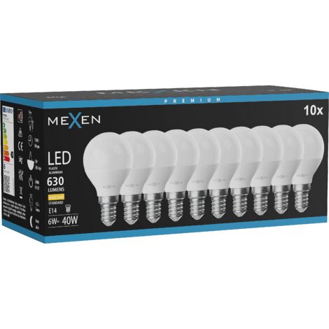 Mexen Nova 10x Ampoule LED E14, G45, 6W, Chaude - 3000K, 630 lm - L101-E14-0630-01x10