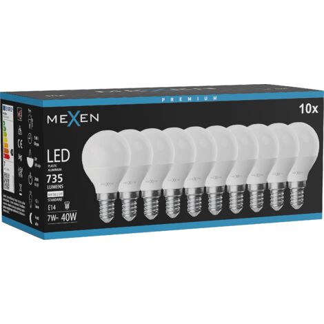 Mexen Nova 10x Ampoule LED E14, G45, 7W, Neutre - 4000K, 735 lm - L101-E14-0740-01x10
