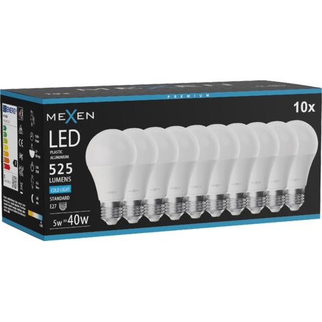 Mexen Nova 10x Ampoule LED E27, A60, 5W, Froid - 6500K, 525 lm - L100-E27-0565-01x10