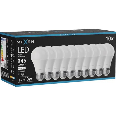 Mexen Nova 10x Ampoule LED E27, A60, 9W, Neutre - 4000K, 945 lm - L100-E27-0940-01x10
