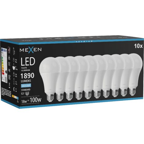 Mexen Nova 10x Ampoule LED E27, A70, 18W, Froid - 6500K, 1890 lm - L100-E27-1865-01x10