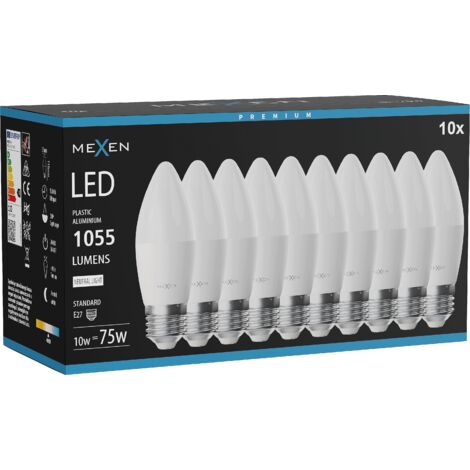 Mexen Nova 10x Ampoule LED E27, C37, 10W, Neutre - 4000K, 1055 lm - L102-E27-1040-01x10