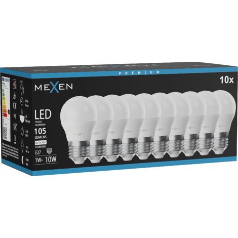 Mexen Nova 10x Ampoule LED E27, G45, 1W, Neutre - 4000K, 105 lm - L101-E27-0140-01x10