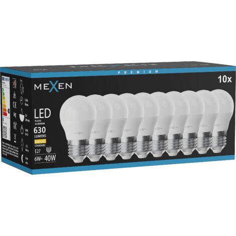Mexen Nova 10x Ampoule LED E27, G45, 6W, Chaude - 3000K, 630 lm - L101-E27-0630-01x10