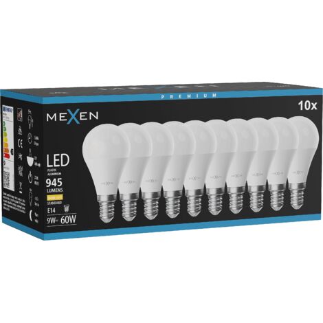 Mexen Nova 10x LED-Glühbirne E14, G45, 9W, Warm - 3000K, 945 lm - L101-E14-0930-01x10