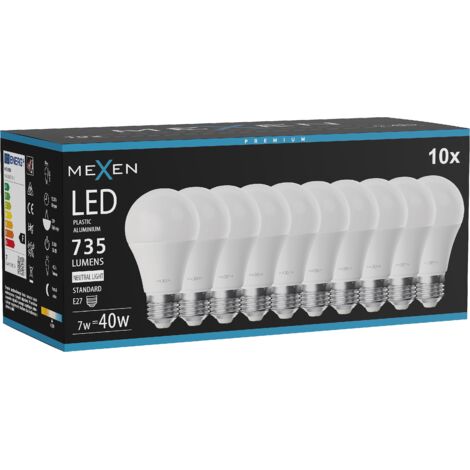 Mexen Nova 10x LED-Glühbirne E27, A60, 7W, Neutral - 4000K, 735 lm - L100-E27-0740-01x10
