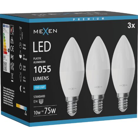 Mexen Nova 3x ampoule LED E14, C37, 10W, Froid - 6500K, 1055 lm - L102-E14-1065-01x03