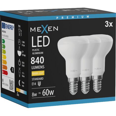 Mexen Nova 3x Ampoule LED E14, R50, 8W, Chaude - 3000K, 840 lm - L103-E14-0830-01x03