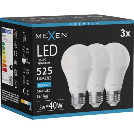 Mexen Nova 3x ampoule LED E27, A60, 5W, froide - 6500K, 525 lm - L100-E27-0565-01x03