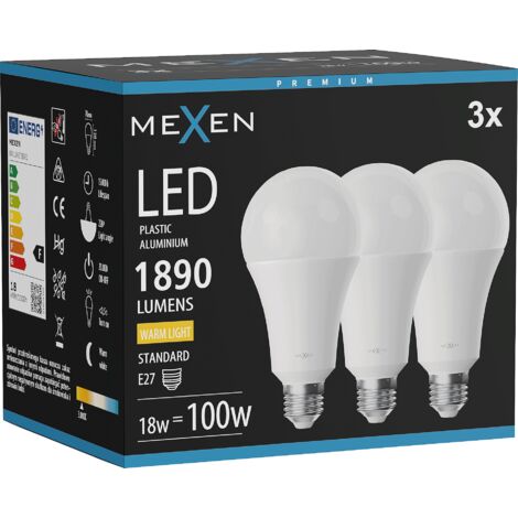 Mexen Nova 3x Ampoule LED E27, A70, 18W, Chaude - 3000K, 1890 lm - L100-E27-1830-01x03