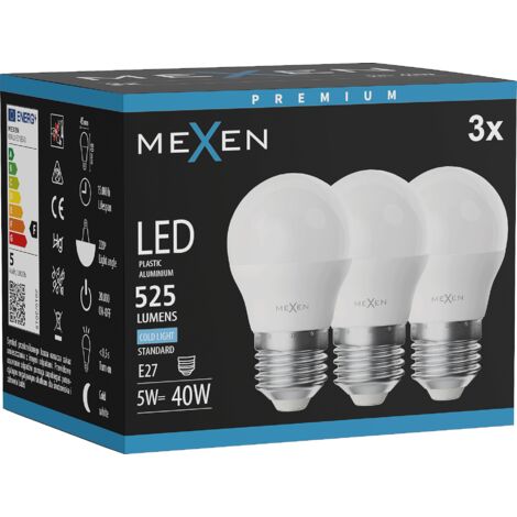 Mexen Nova 3x Ampoule LED E27, G45, 5W, Froid - 6500K, 525 lm - L101-E27-0565-01x03