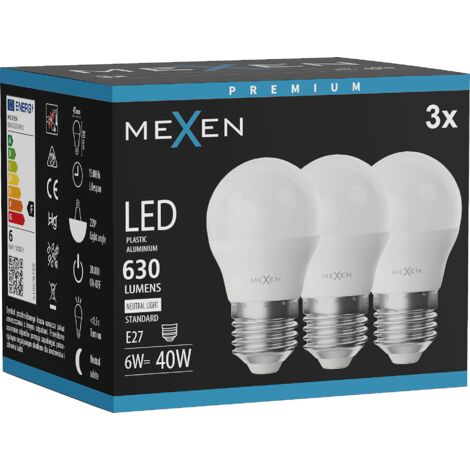 Mexen Nova 3x Ampoule LED E27, G45, 6W, Neutre - 4000K, 630 lm - L101-E27-0640-01x03